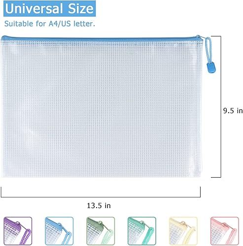 Miniatura 3 de Tamaki 6 Pack Mesh Zipper Pouch Bags Waterproof Zipper Bags Durable Pouches for Organization Bag Board Game Storage, Document Bag Letter/A4 6 paquete
