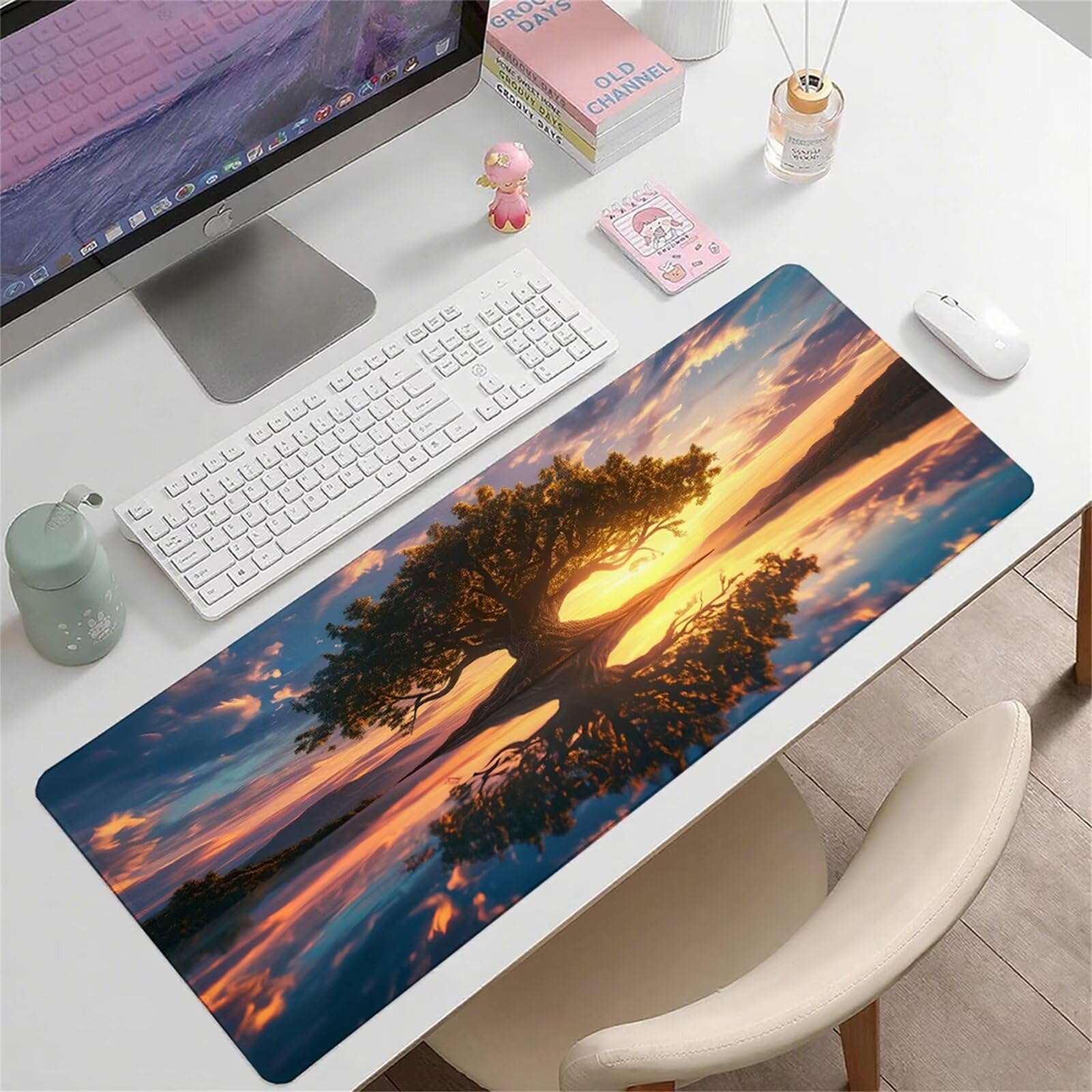 Szara podkładka pod mysz XXL 1600 x 800 x 3 mm uchwyt na biurko akcesoria antypoślizgowa gumowa podstawa i zszyte krawędzie podkładka pod mysz dla graczy do dekoracji biura dekoracyjnego, prezenty dla