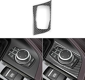 Real 3K Black Carbon Fiber Car Center Console Shifter Multimedia Control Panel Decoration Sticker Auto Interior Accessories Compatible with BMW X1 F48 F49 2016-2022/X2 F39 2018-2022