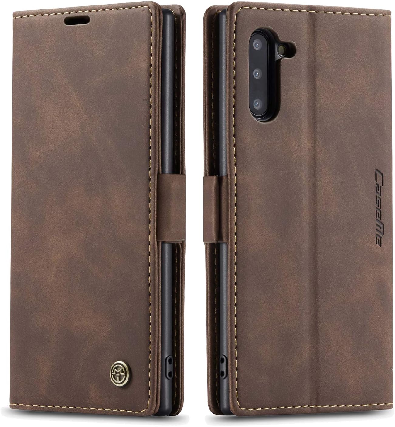 QLTYPRI Case for Samsung Galaxy Note 10 Plus, Vintage PU Leather Wallet Case [Card Slot] [Kickstand] [Magnetic Closure] Shockproof Flip Cover Compatible with Samsung Galaxy Note 10 Plus - Coffee Brown