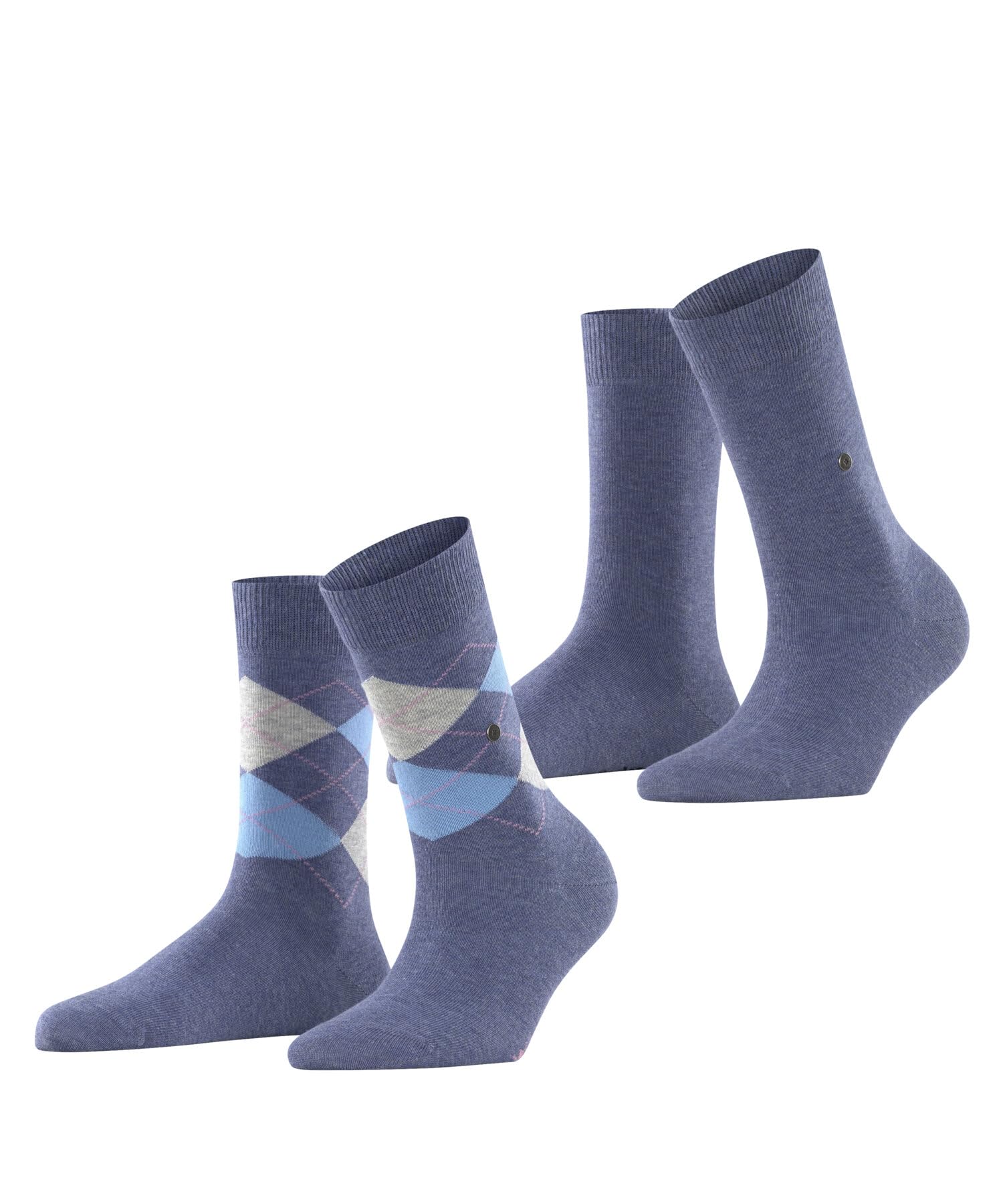 Burlington Women's Blue Light Denim 6660 Everyday Mix Multipack W So Cotton Patterned 2 Pairs Socks, 3.5-7