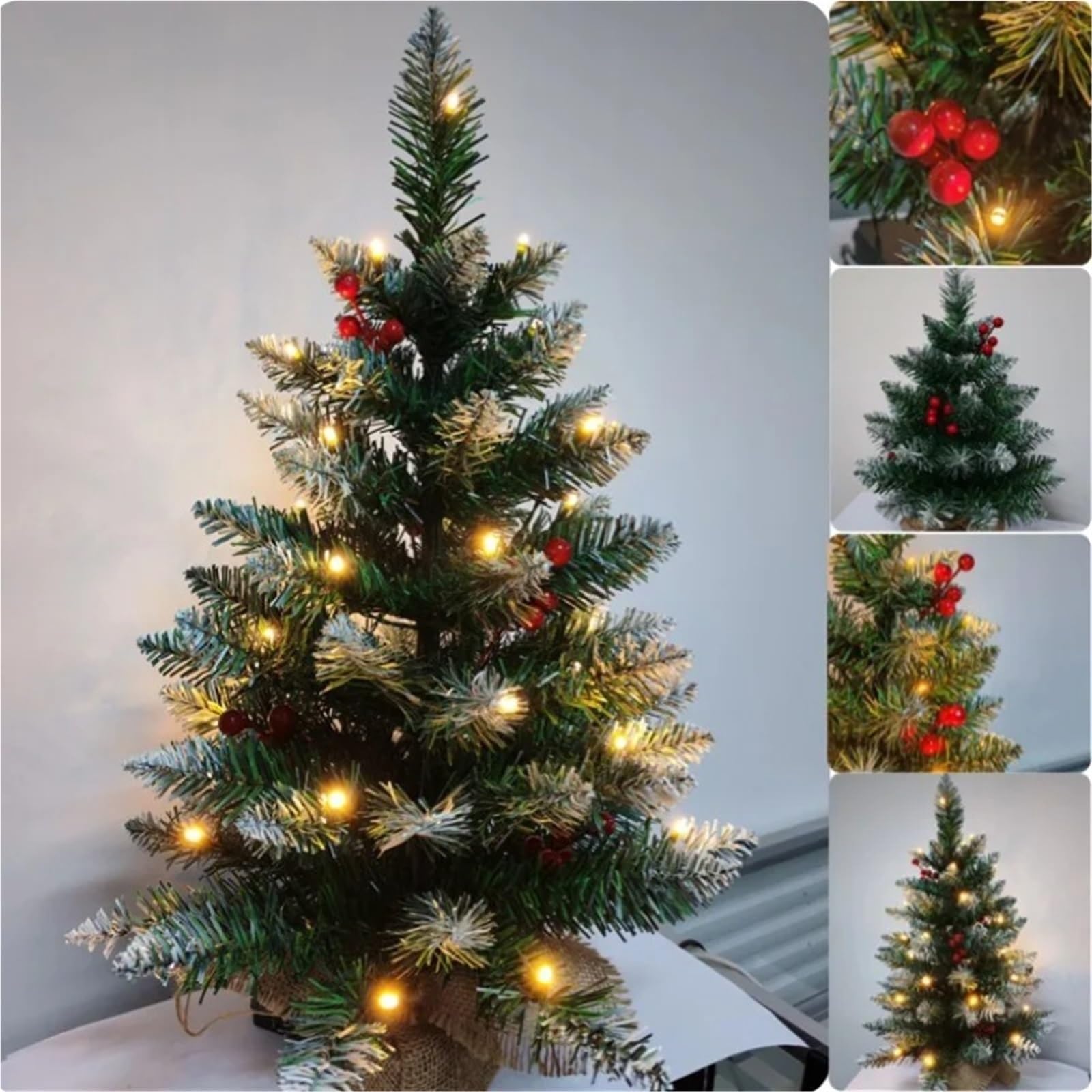 Mini albero di Natale artificiale, 45cm 60cm, decoro da tavolo PVC