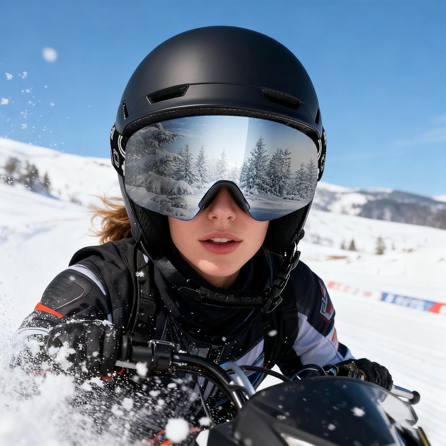 Ski Goggles Full Revo Snowboard Goggles for Men Women Adult Frameless Lenses UV Protection OTG Magnetic Lenses