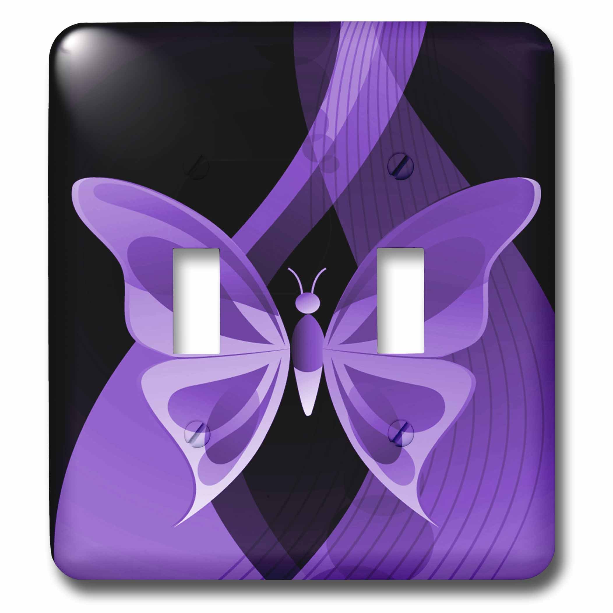 Interrupteur à bascule double décoratif papillon violet abstrait multicolore 3dRose lsp_101431_5