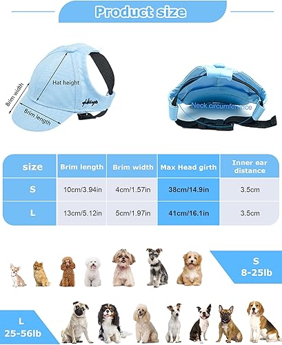 Miniatura 6 de Sombreros para perros grandes  Gorra de béisbol para perros medianos de verano ajustable para perro, sombrero de sol para perro, visera solar para