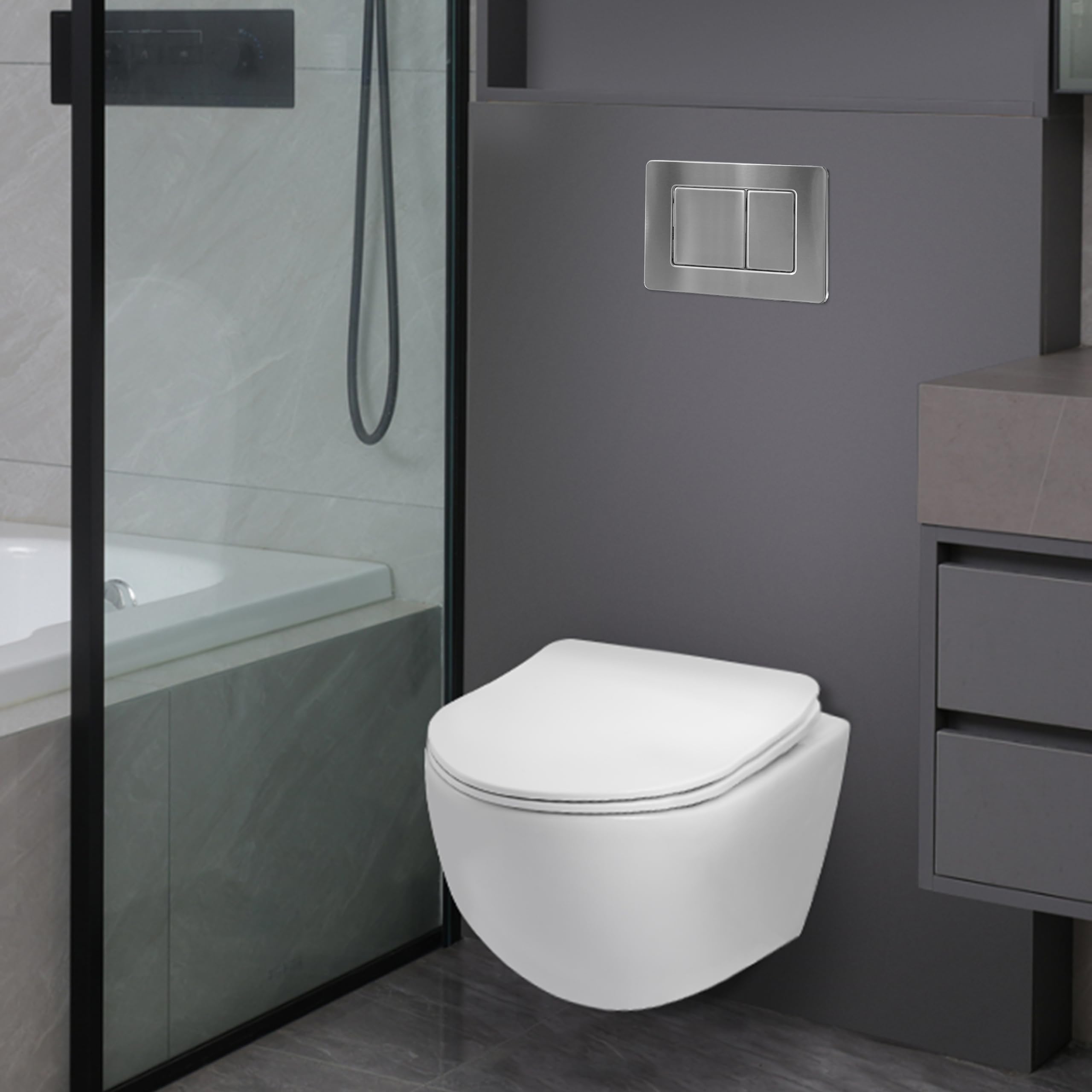 WC-Betätigungsplatte AquaUno TILE 24,5x16,2 cm Gebürstet