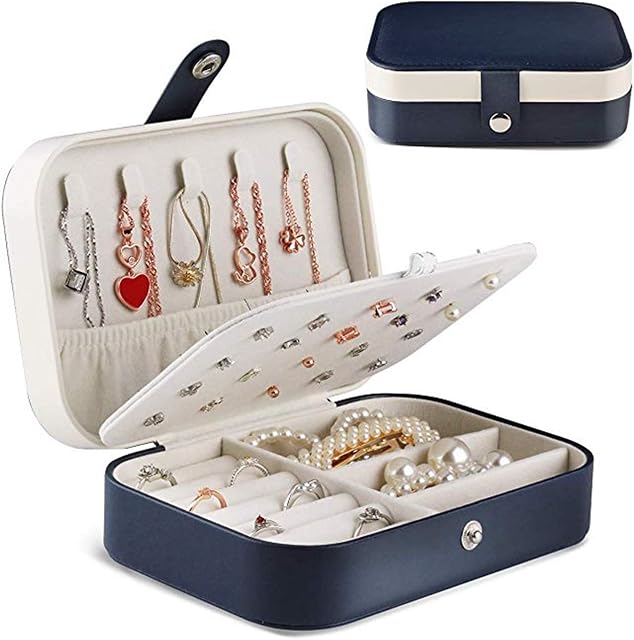 Udream Travel Jewellery Box Organiser for Women Girls,PU Leather Small Jewelry Storage Case,Portable Jewelry Box for Rings,Earring,Necklaces Jewelry Organiser Gift for Her Girlfriend Girl Wife