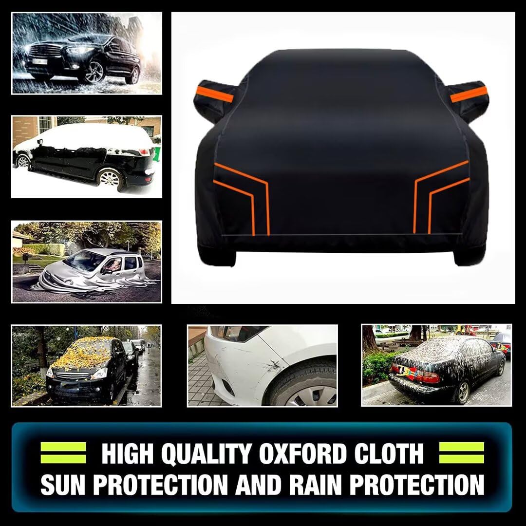 genérico Funda Coche Exterior Compatible con Renault Arkana 2018-2025,Funda para Coche Exterior Resistente a la Lluvia, al Polvo y al Sol con Puerta con Cremallera(Black Orange)