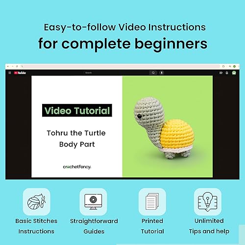 Miniatura 4 de POPOJOY Kit de ganchillo para principiantes, kit de inicio para aprender a tejer, con hilo suave fácil, tutorial en video paso a paso, juego de kits