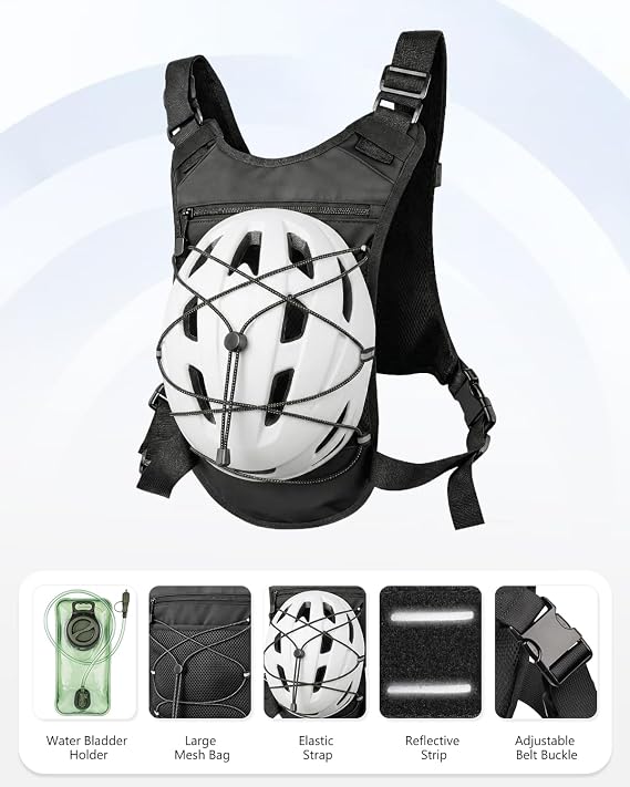 Hydration Backpack with 2L Water Bladder, Water Backpack for Hiking | Lightweight Running Vest, Gear Holder, Reflective Chest Rig, Breathable Mesh, Gift for Men Women Hiking Cycling Marathon