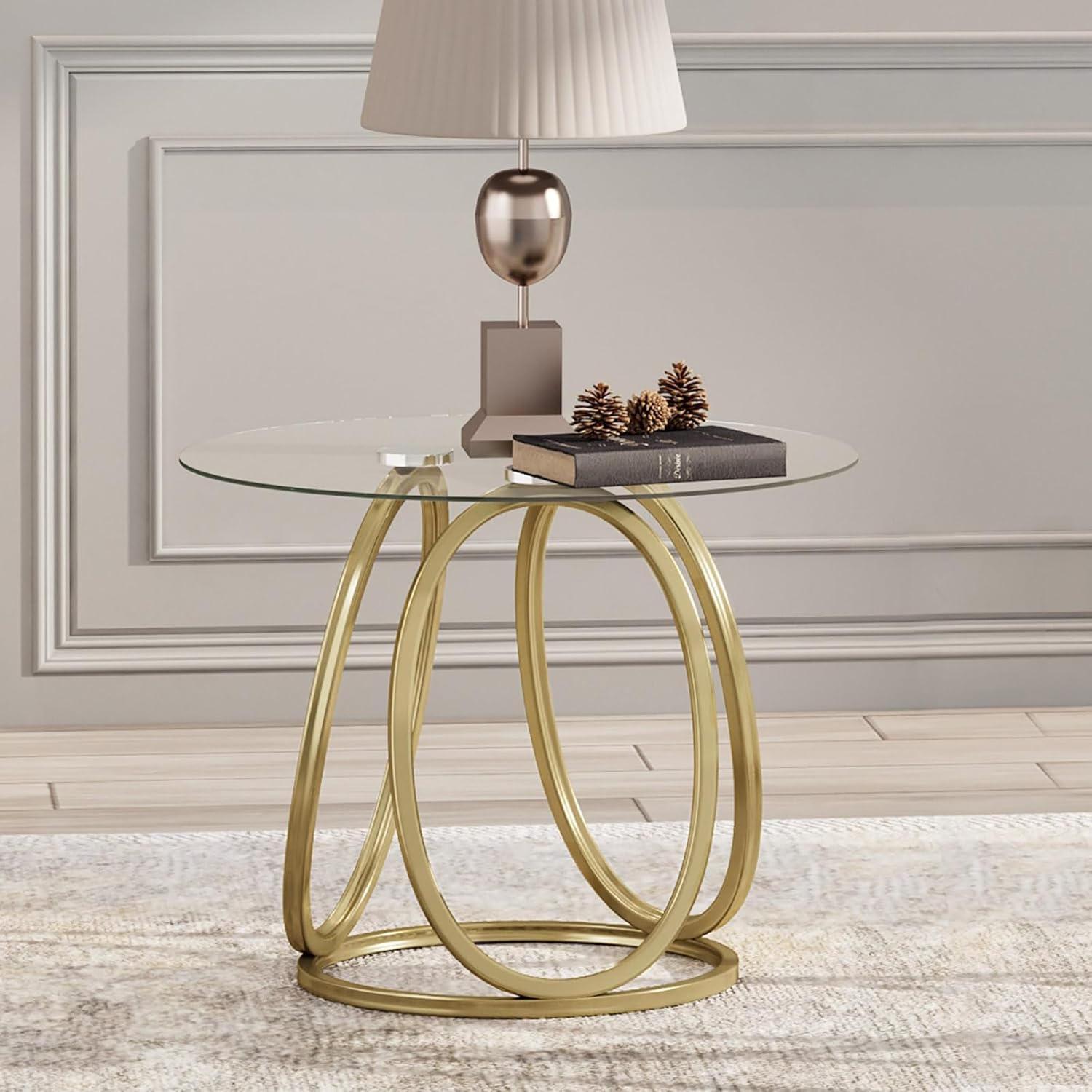 Amazon.com: O&K FURNITURE Gold End Table for Living Room, Modern Glass ...