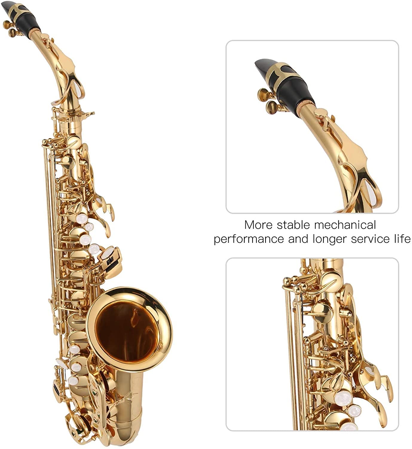 Alto Saxophone, EB Alto Sax Messing Saxophon Musical Instrument Equipment Antrag auf professionelle Auftritte, alle Arten von Musikliebhabern (Color : Silver)