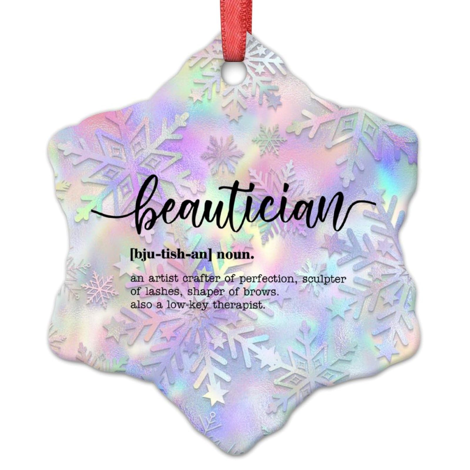 Lmmixee Beauty Therapist Beautician Definition Christmas Tree Ornaments Customized Novelty Christmas Ornaments 2024 Best Beautician Ever Gifts Positive Ceramic Hanging Ornaments 3 Inch