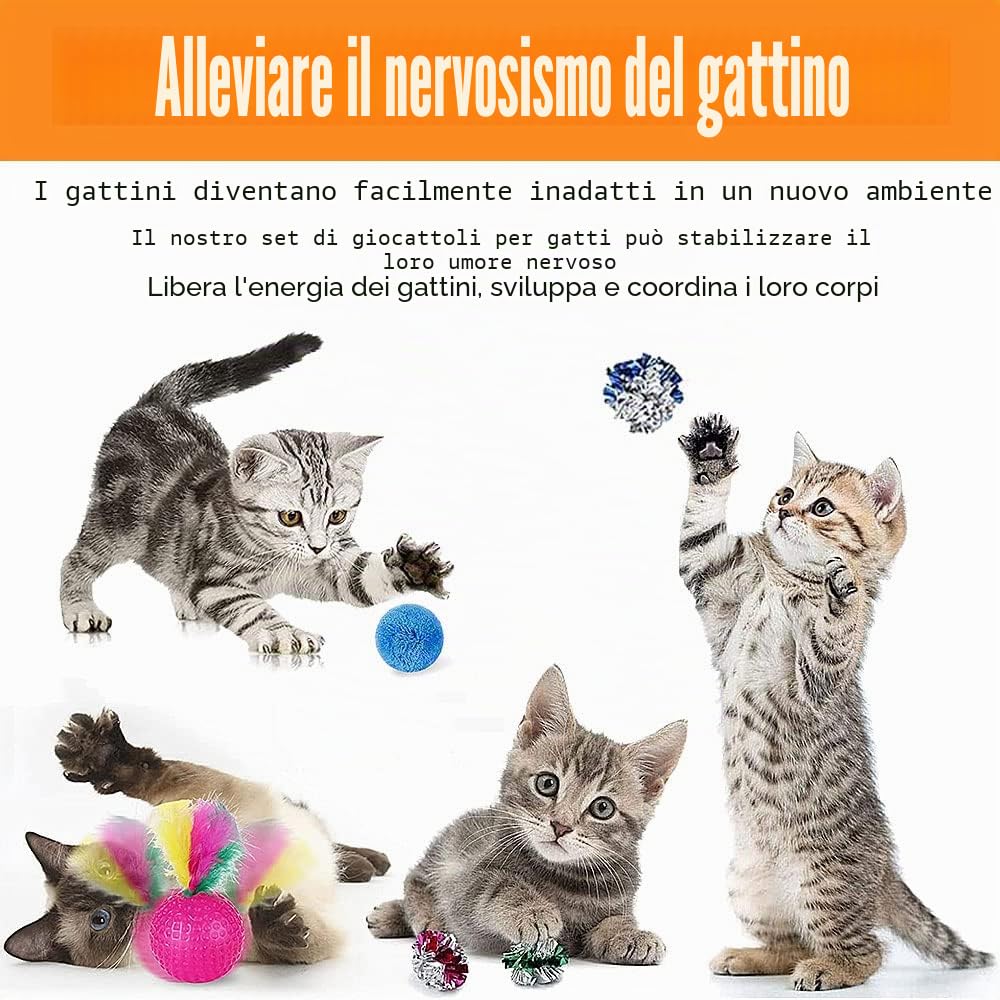 21 Pezzi Gatti Giochi Interattivi Tunnel Giocattoli Gatto Mouse Ball Giocattolo per Gatti Bacchetta Teaser Giochi con Piume