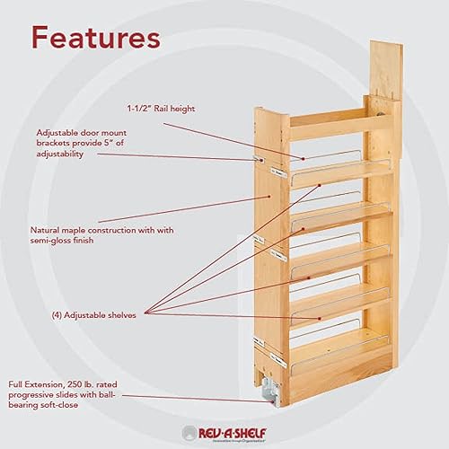Miniatura 9 de Rev-A-Shelf Pullout, prueba de pantalones, madera, 43" H X 8" W