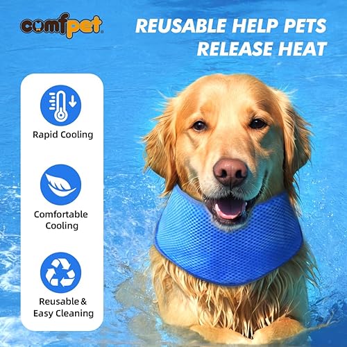 Miniatura 3 de Bandana refrescante para perro, envoltura de hielo para el cuello, bufanda de enfriamiento instantáneo para mascotas para clima caluroso de verano,