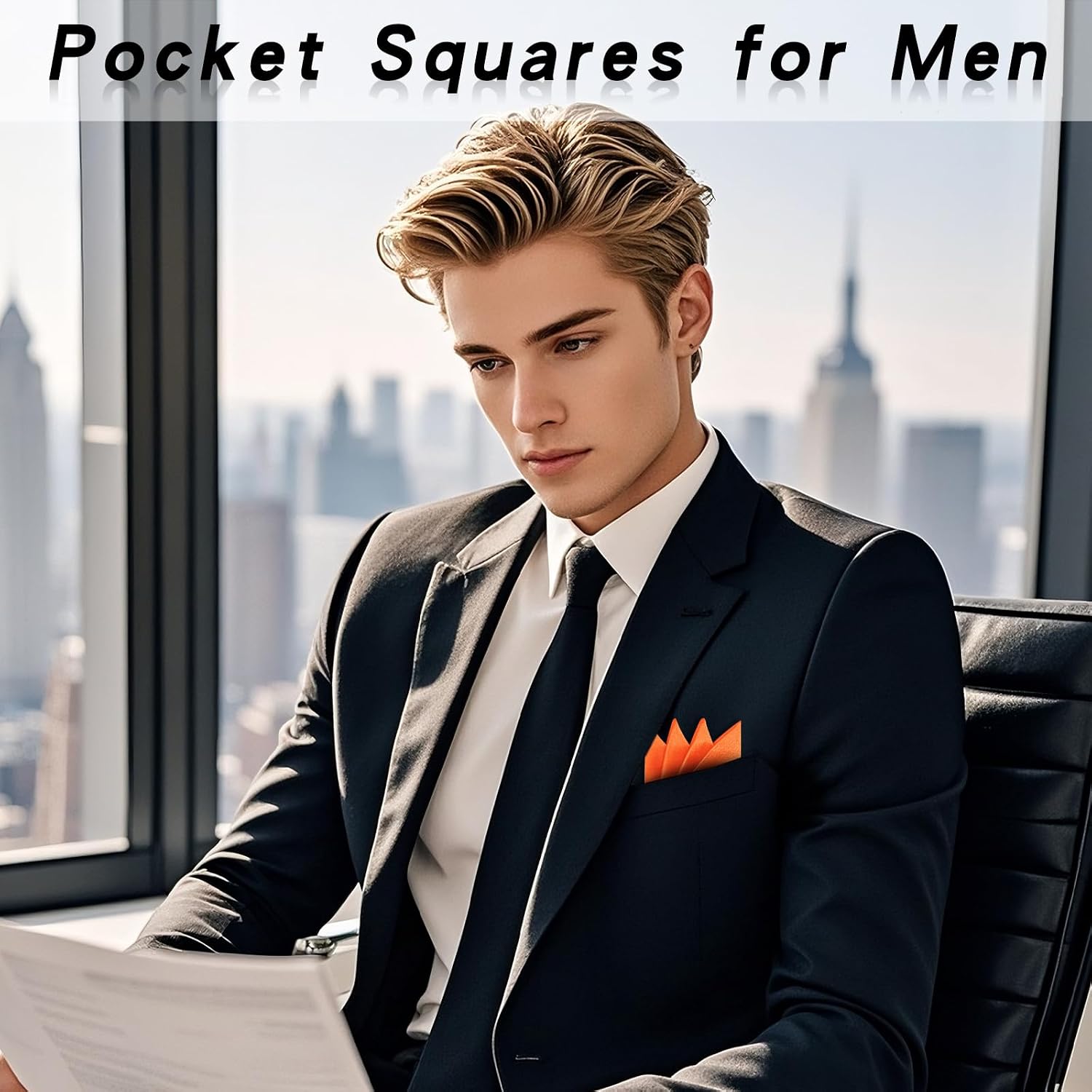 Pocket Squares for Men Prefolded Mens Handkerchief Solid