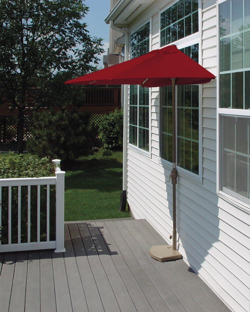 Off-The-Wall Brella Olefin Half Umbrella, 7.5'-Width, Red