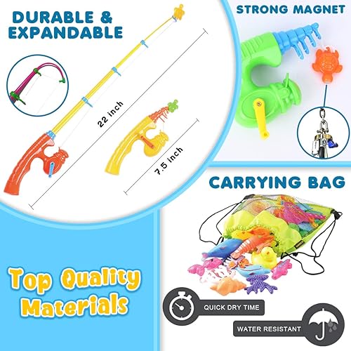 Miniatura 4 de GoodyKing - Juego de pesca magnético para niños, juguete de baño de agua para fiestas de carnaval en interiores y exteriores, para niños de 3, 4, 5,