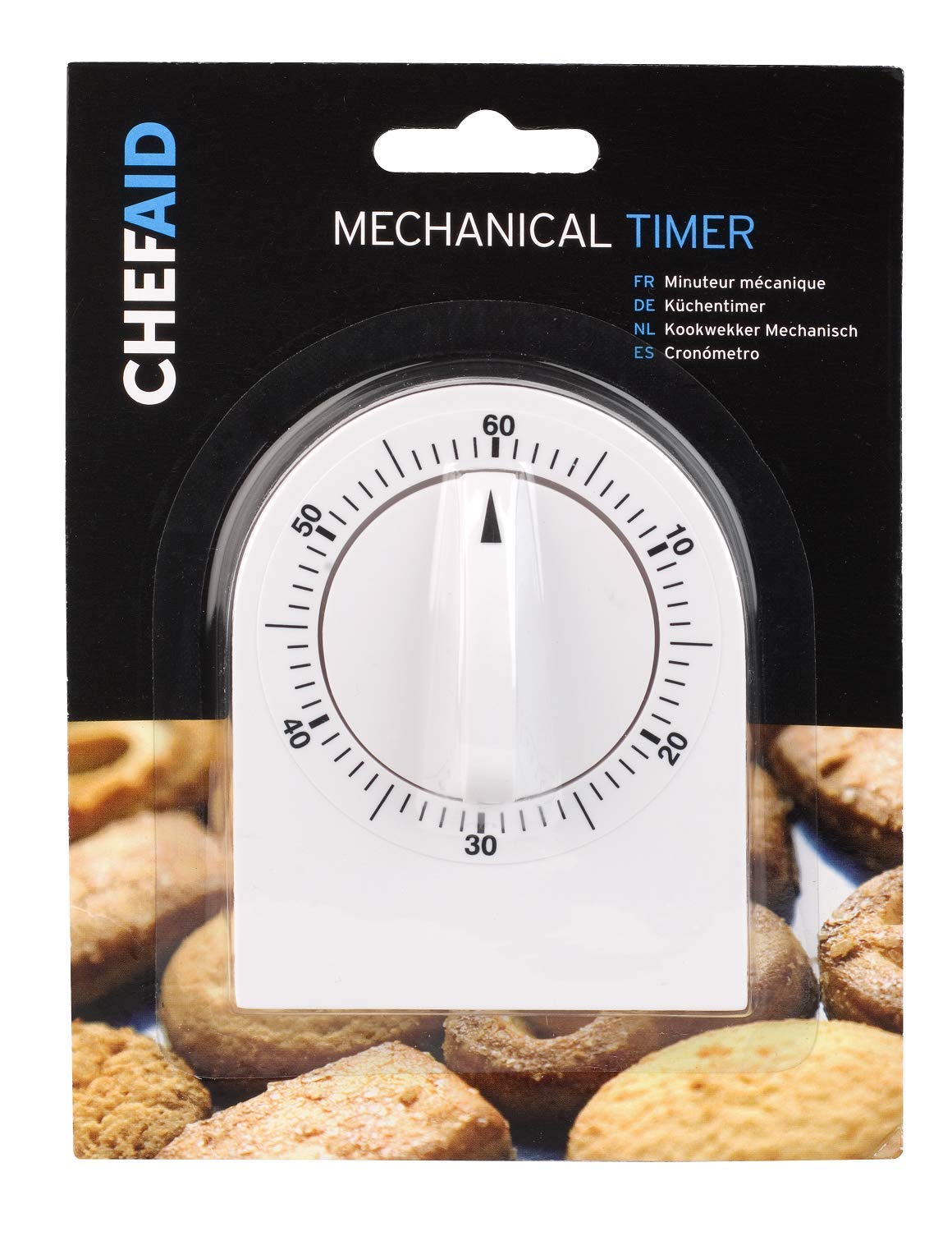 Chef Aid White Wind Up Classic 60 Minute Mechical Timer, Supplied In With Clear And Easy To Read Marking And A Loud Ringer