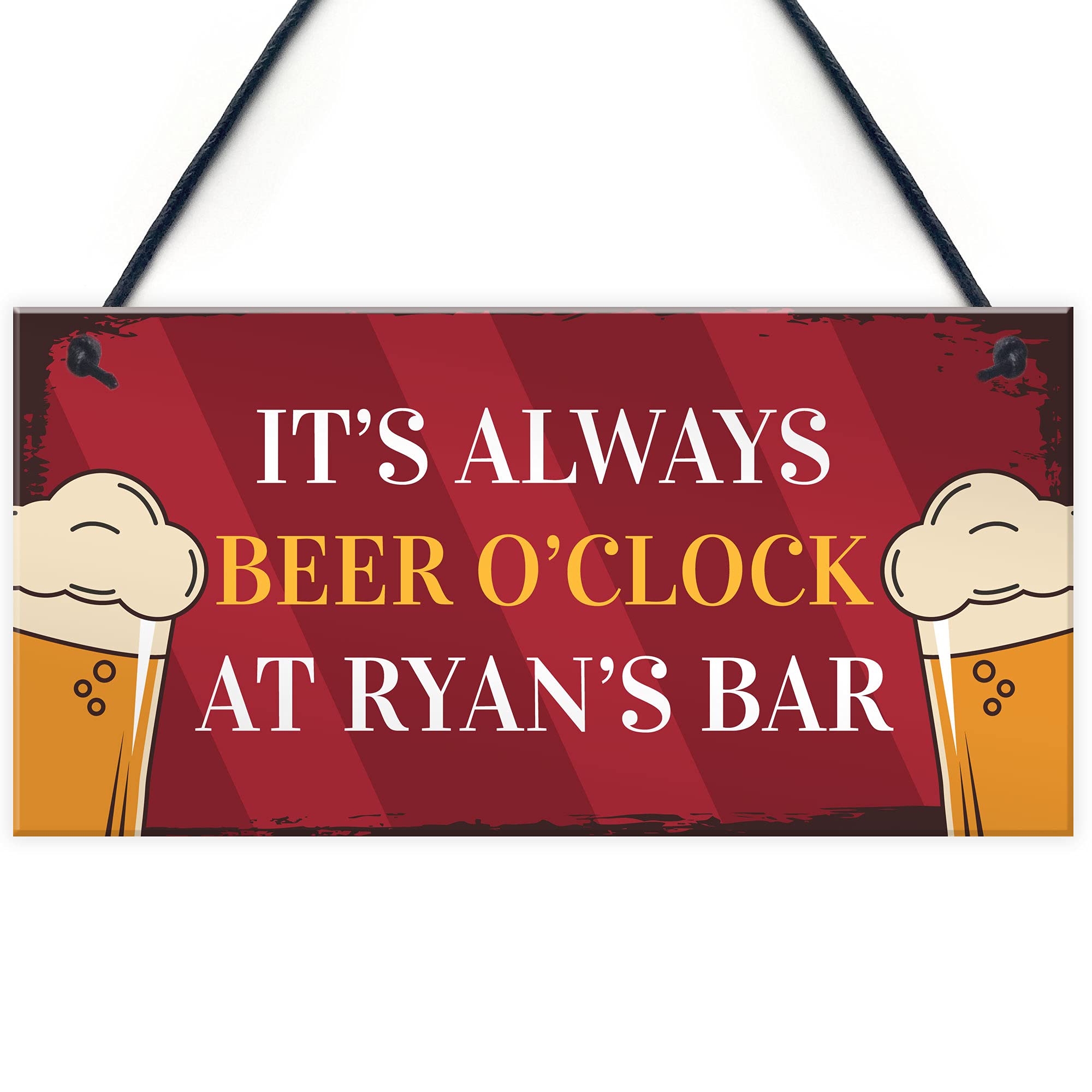Red Ocean Personalised Beer O Clock Novelty Home Bar Man Cave Sign Beer Gift For Him