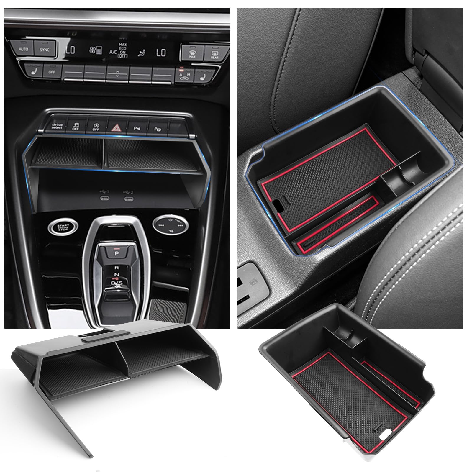 Organiseur console centrale pour A3 8Y rangement accoudoir intérieur compartimenté noir