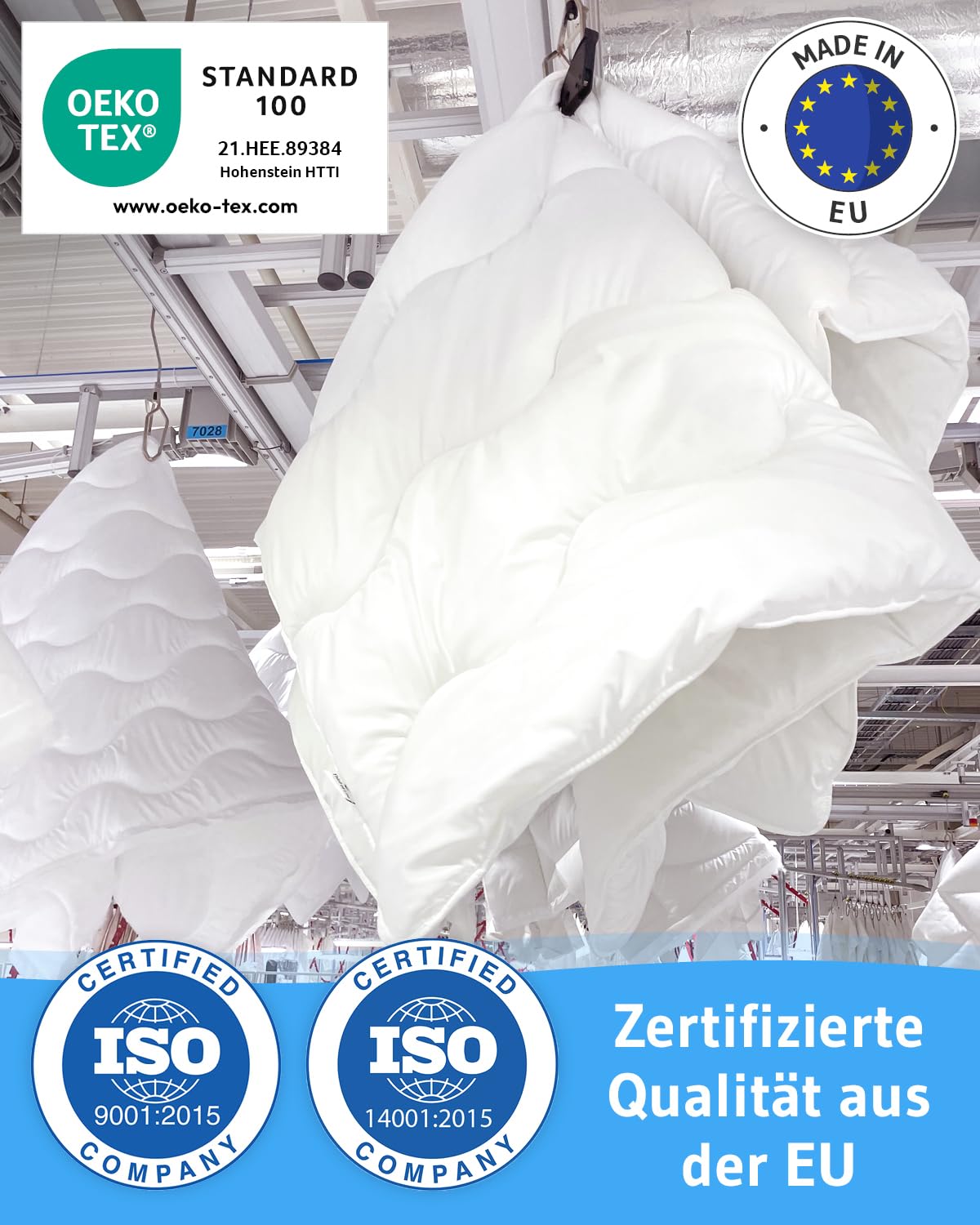 Bettdecke 135x200 Set mit Kissen von Schlafexperten entwickelt, Extra leichte Bettdecke 135x200 für den Sommer, Atmungsaktive Steppdecke mit Kopfkissen 80x80 für Allergiker, Bettzeug 135x200cm