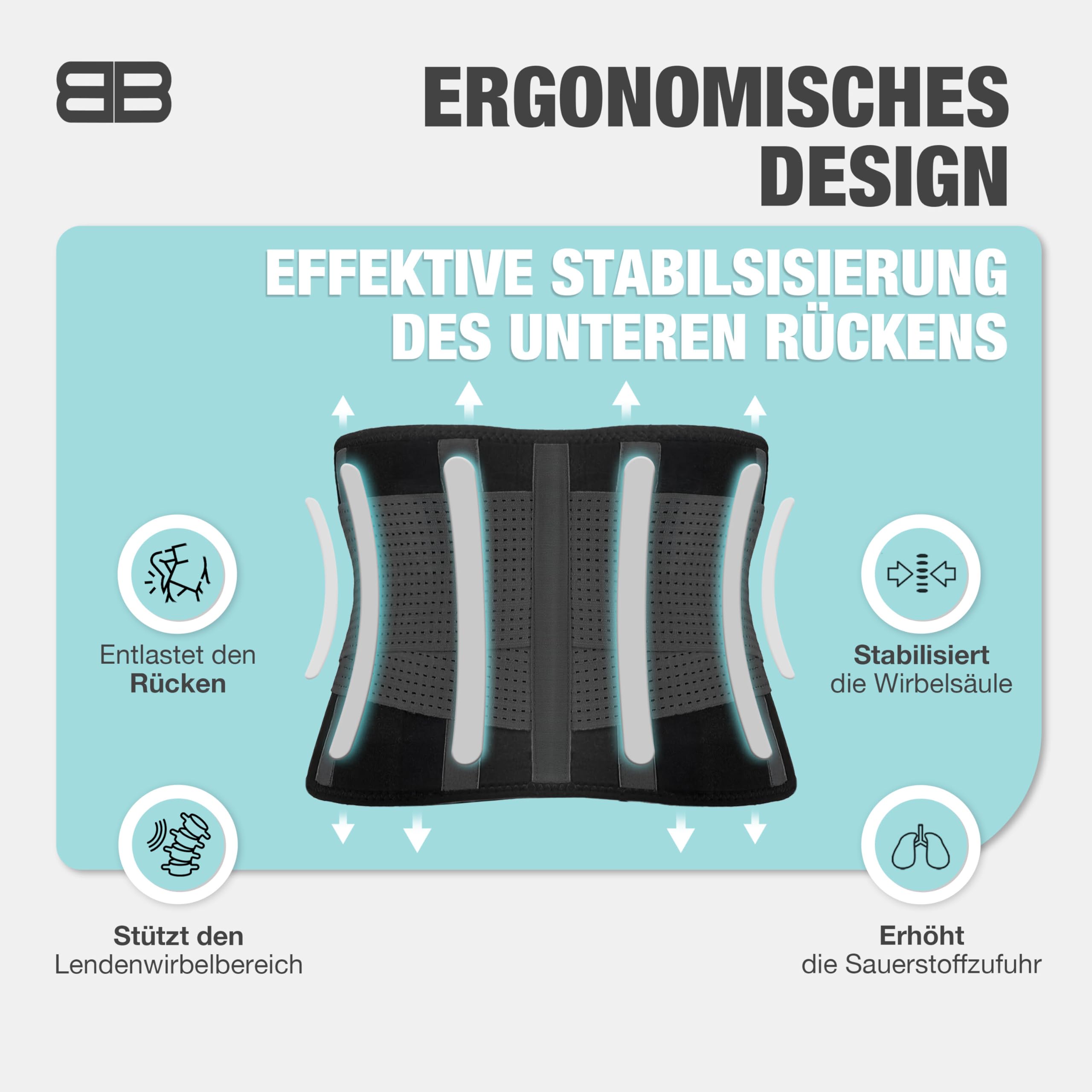 BACK BODYGUARD Rückenstützgürtel - Nierengurt - Orthogürtel - Nierenwärmer Herren und Frauen - Rückengurt - Rückenbandage - Ortho Gürtel Isg - Rückenstütze - Ischias Gürtel (Schwarz, XL)