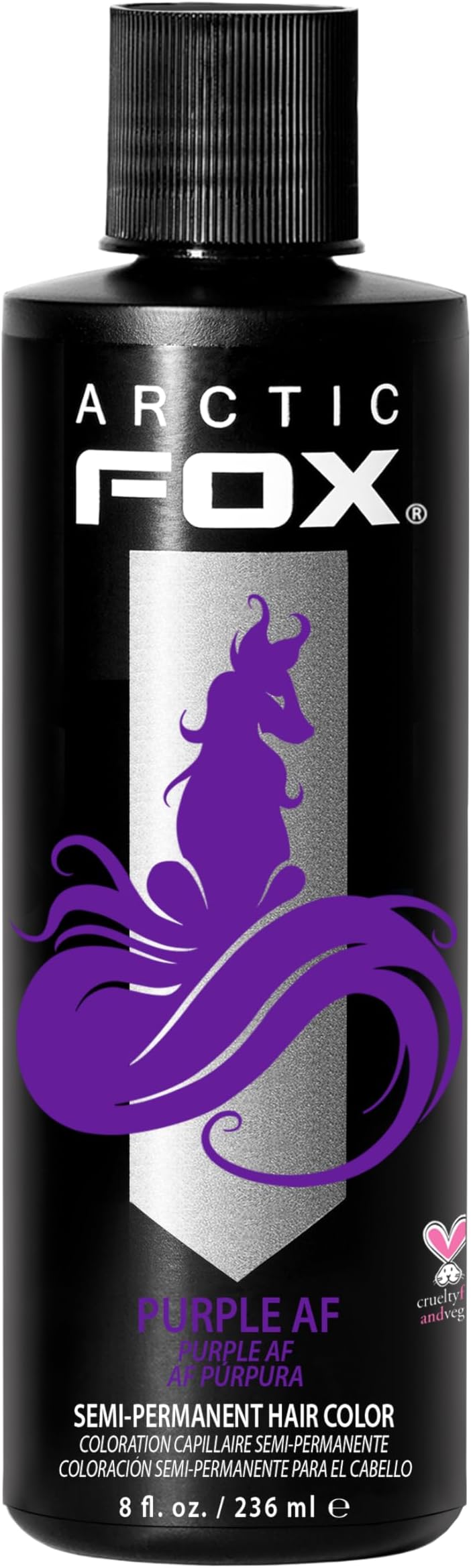 ARCTIC FOX Vegan and Cruelty-Free Semi-Permanent Hair Color Dye (8 Fl Oz, PURPLE AF)