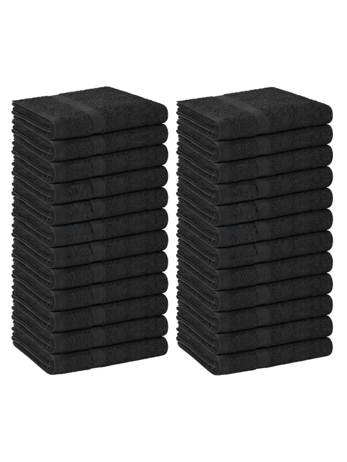 Walee Towels- Salon Towel,12 & 24 Pcs (50.80 x 81.28cm) Highly Absorbent Cotton Barber Towels for Head, Gym, Beauty, Spa, & Home Hair Care, Black, White & Grey (24, Black, 50.80x81.28cm)