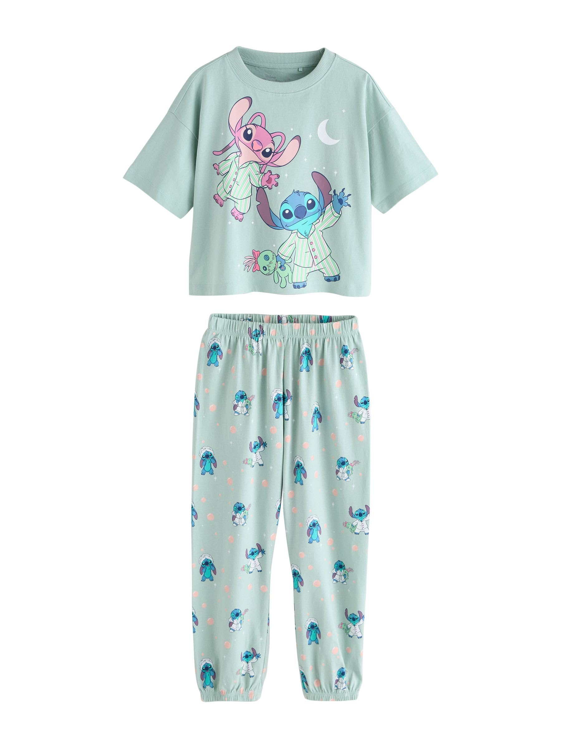 NEXT Mädchen Schlafanzug mit Jogginghose im 2er-Pack, Lilo & Stitch