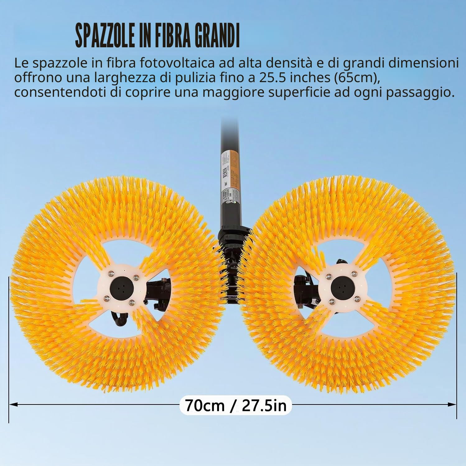 Macchina Elettrica per La Pulizia Dei Pannelli Fotovoltaici, Spazzola per La Pulizia a Spruzzo D'acqua per Pannelli Solari, Spazzola Rotante per La Pulizia Pannelli Fotovoltaici,3.5m-MainsElectricity