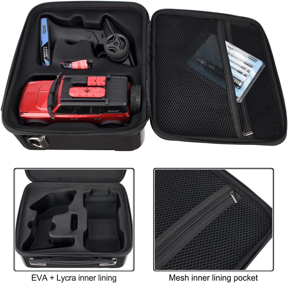 Portable Hardshell Carrying Case Box Protective Shoulder Storage Bag Suitcase Organizer for 1/24 RC Crawlers Car SCX24 Accessories