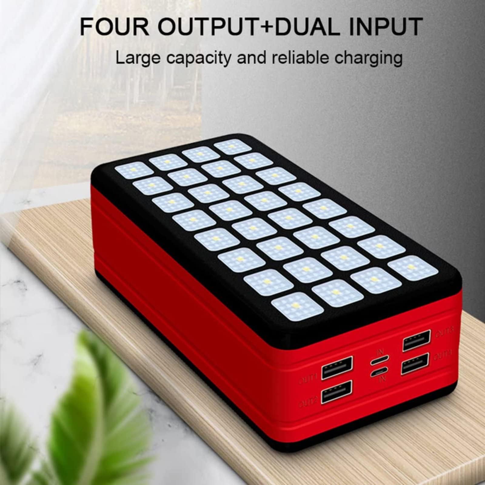 Banco De Energía De 50000 Mah, Linterna De 32 LED, Cargador Portátil De 10 W con 4 Salidas USB Y 2 Entradas, Batería Externa De Gran Capacidad para Teléfonos Y Dispositivos Móviles.