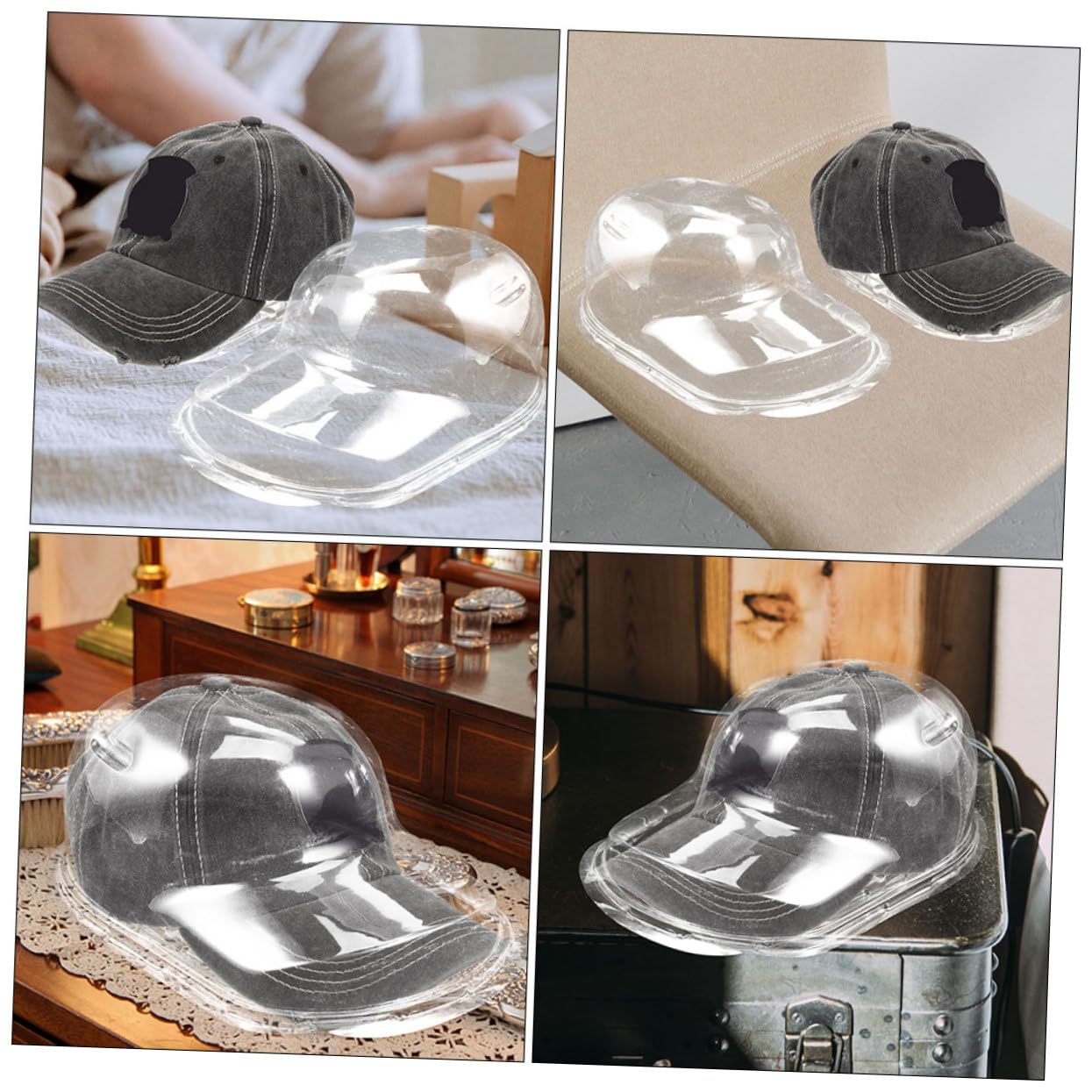 Vaguelly Porta Cappelli da Baseball 4 Pezzi in Pp Trasparente Protezione Anti-deformazione e Design Impilabile per Casa e Negozio di Cappelli