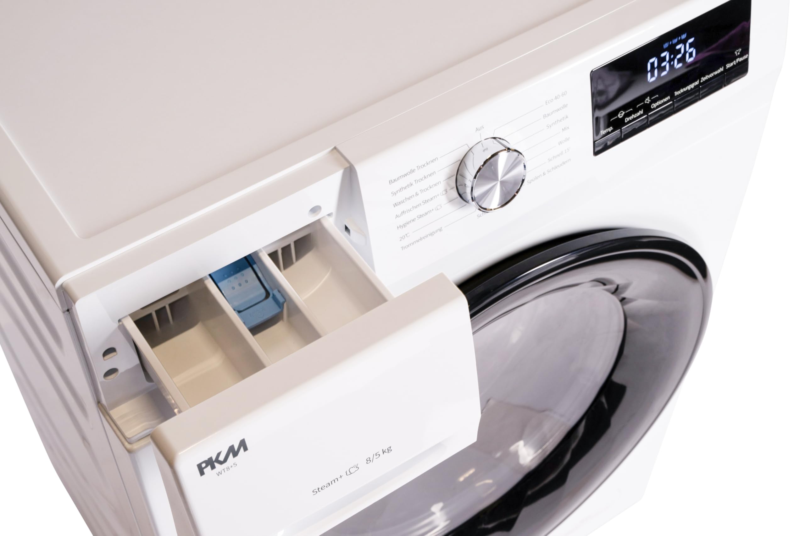 PKM WT8+5 Waschtrockner 8kg Waschen 5kg Trocknen 15 Programme Steam LED-Beleuchtung