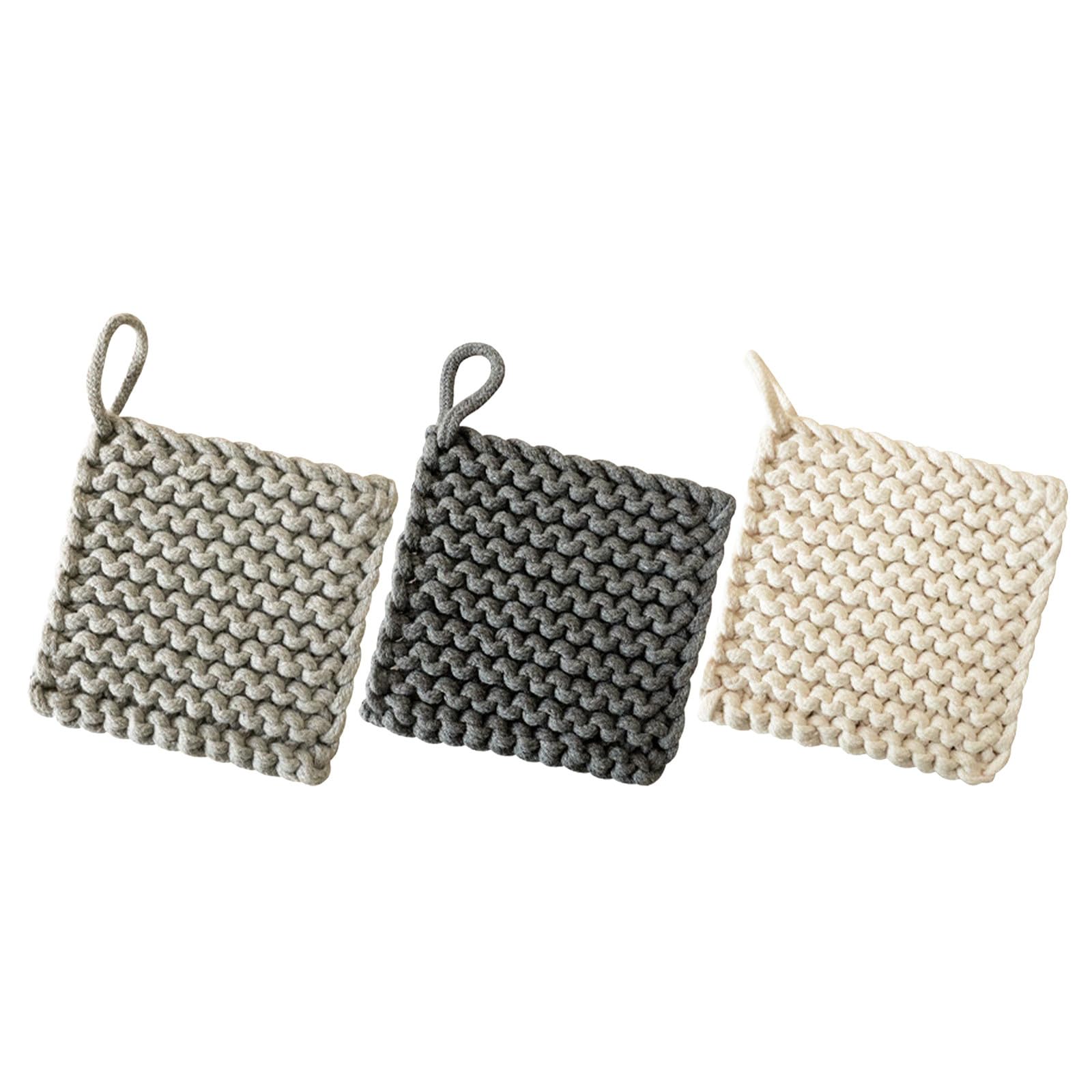 Presine da Cucina Forte Protezione Termica Fatte a Mano in Cotone Quadrate Stile Boho 3 Pezzi e Tessuto Morbido per Feste e Riunioni