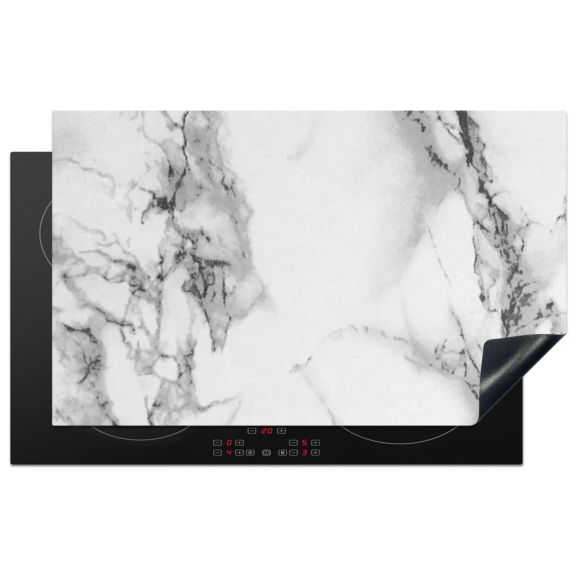 KitchenYeah© Induction Hob Protector Mat 20.3"x32.7" / 83x51.5 cm Cooker Top Protectors Cover Ceramic Covers Electric Hobs Vinyl Marble - Stone - White - Grey - Black - Marble Look
