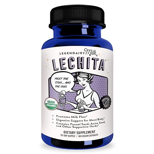 Legendairy Milk Lechita, Supports Milk Flow, Organic Fenugreek Free Breastfeeding Supplement, Organic Fennel & Anise, Made in USA, 180 Vegan Capsules - 180 Count (Pack of 1)