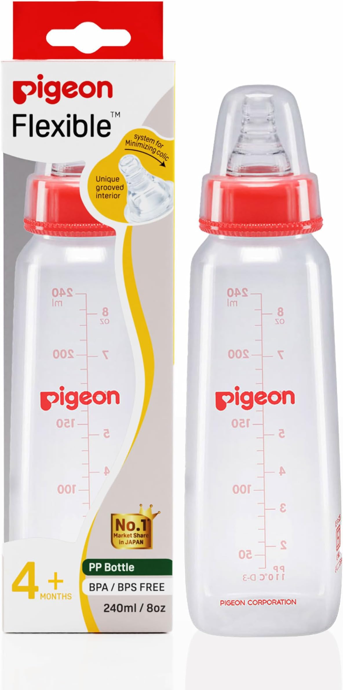 Pigeon Nursing Bottle KPP 240ml Red Nipple L Pack of 3 | Baby Bottle Set
