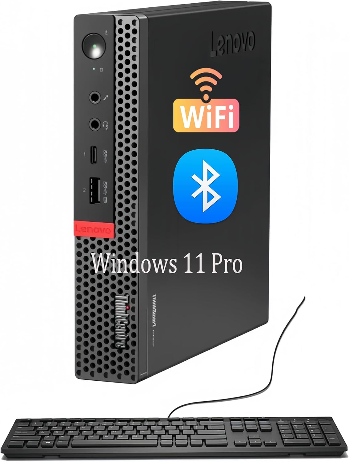 Lenovo ThinkCentre M920Q Tiny Desktop Computer, Intel Core I5-8500T, 8 GB DDR4, 256GB SSD, Keyboard&Mouse, DP, Windows 11 Pro (Renewed)