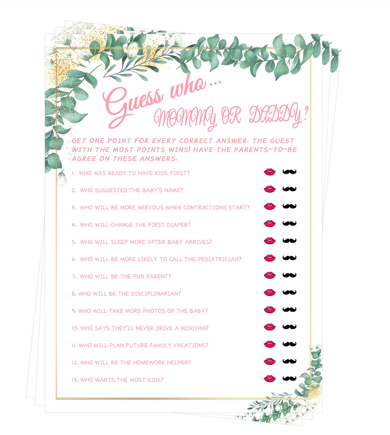 Buy Mommy or Daddy Guess Who Game Greenery Baby Shower Games for Girls