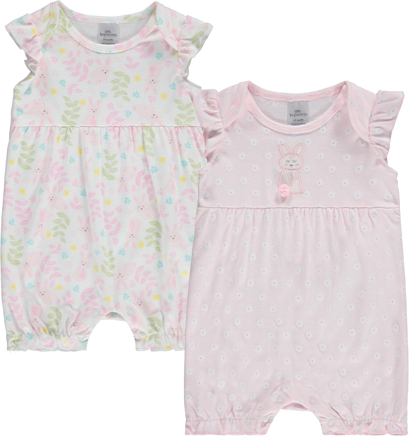 Cudlie 2-Pack Baby Girl Rompers – Soft Cotton, Everyday Comfort
