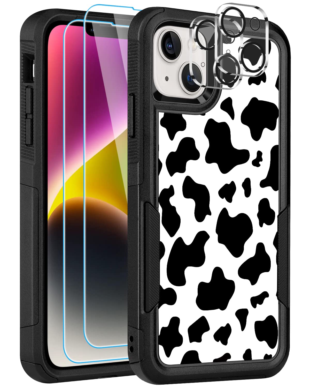 LOQUPE [5 in 1 for iPhone 14 Plus Case,with 2 Pack Screen Protector + 2 Pack Camera Lens Protector,Heavy-Duty Tough Rugged Lightweight Slim Shockproof