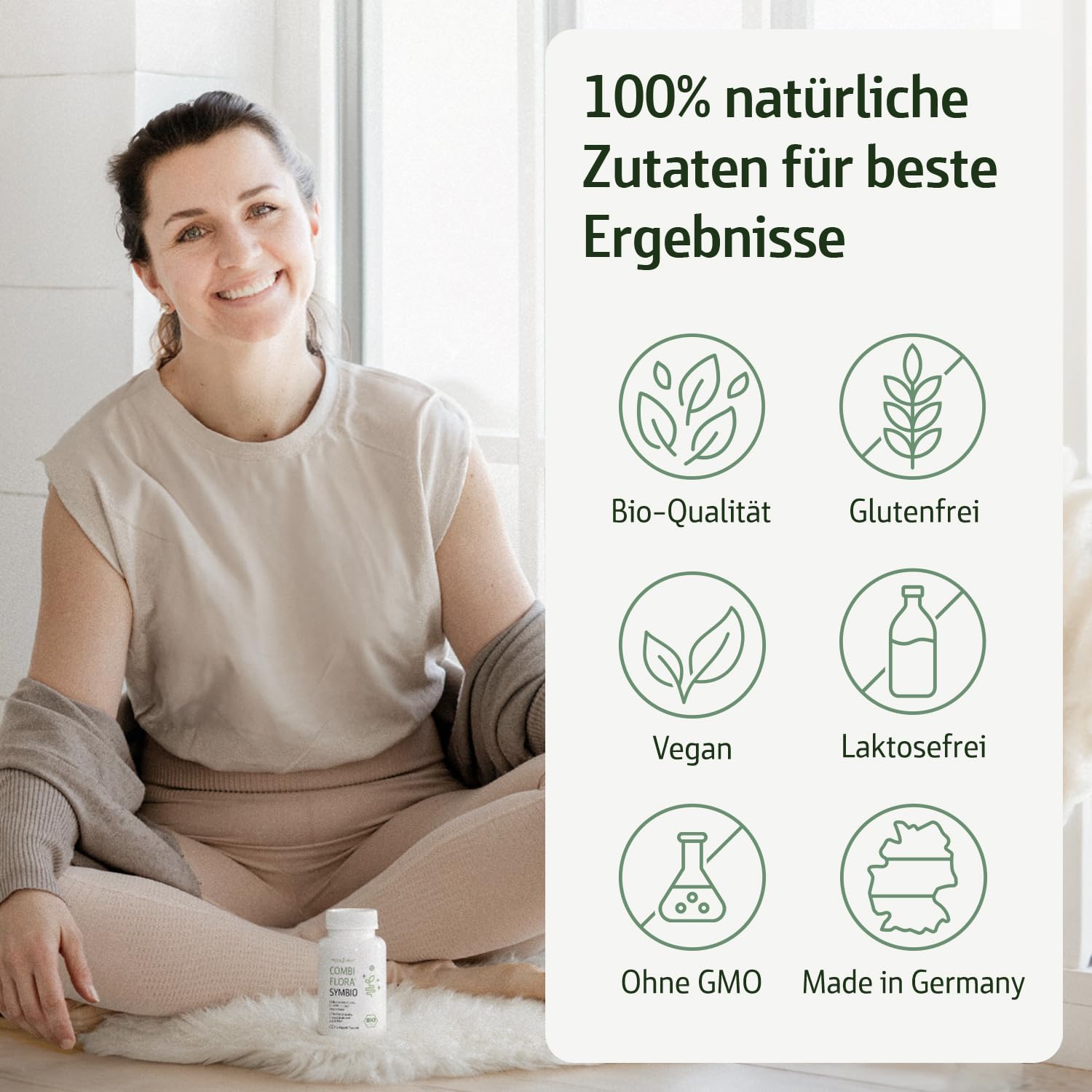 Combi Flora SymBIO - Kulturen Komplex mit aufeinander abgestimmten Bakterienstämmen + Akazienfaser - vegane Kapseln - hochdosiert, Bio-Qualität