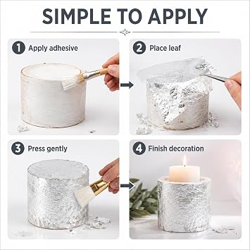 100 Silver Leaf Sheets - Imitation Silver Foil for Gilding, Art, Crafts, Furniture & DIY Decor, 9 x 9 cm