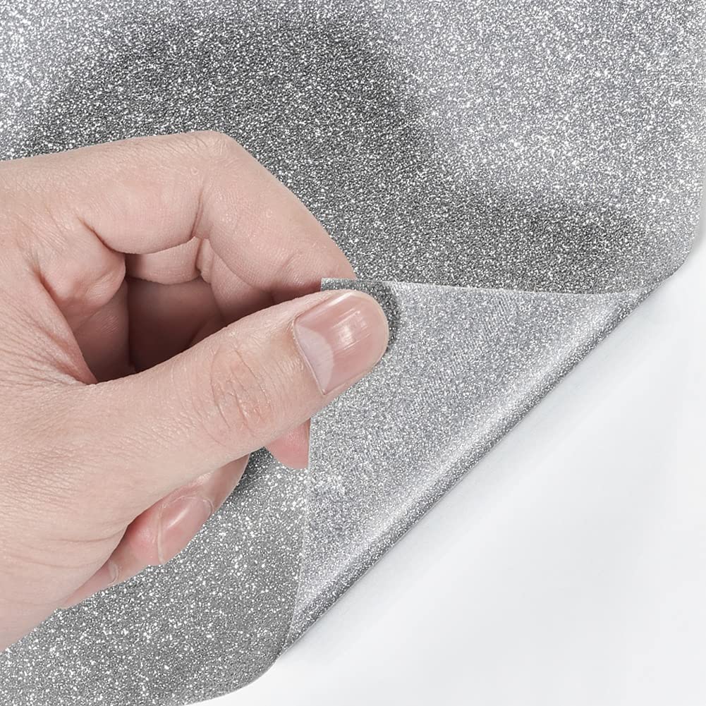 Blueshyhall Pellicola per auto in argento glitterato, per interni ed esterni, impermeabile, con canali d'aria (30 x 200 cm)