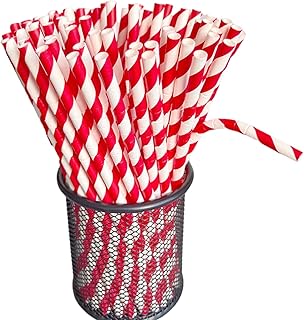 Lomyundar [100 Count(Red)] Plasticless Eco Friendly Flexible Drinking Straws,Tall 7.87''