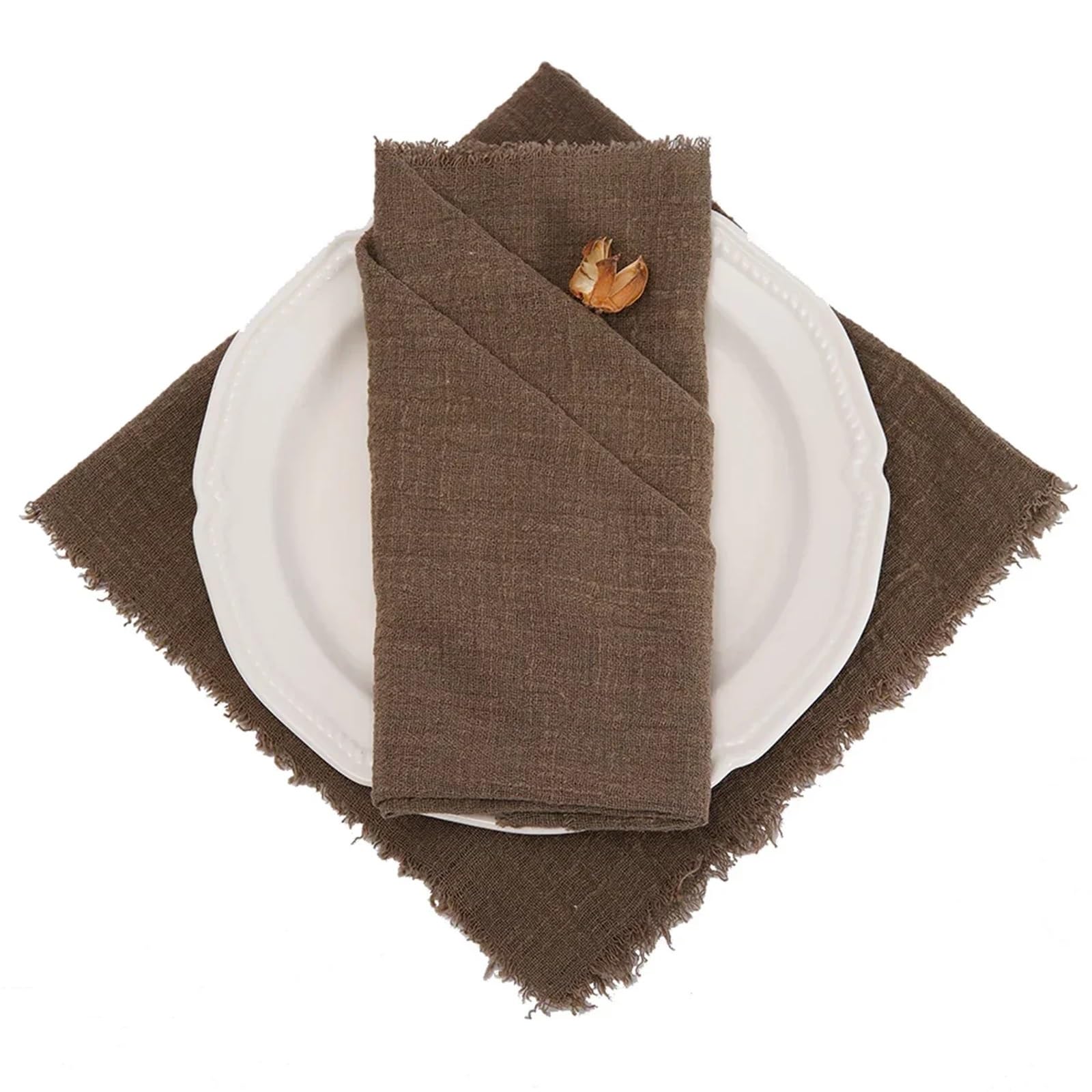 Cotton Table Napkins, Burrs 50pcs 32x32cm Multicolor Gauze Tea Towel Wedding Decor(50pcs Brown)