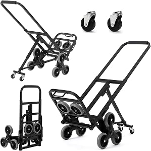 IDEALHOUSE 550 LBS Capacity 3-in-1 Folding Stair Climbing Cart, All Terrain Hand Truck & Dolly for Moving Heavy Loads Up Stairs in Warehouse, Supermarket, Home